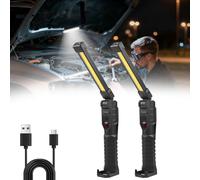 LIAISIMI LED lámpara de trabajo lámpara de taller,lámpara de trabajo plegable de 180 ° con imán y ganchos y pinzas,3 laterales 7 luz mod,para taller auto reparación camping (EU-FT20-black-2)