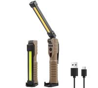 LIAISIMI LED lámpara de trabajo lámpara de taller,lámpara de trabajo plegable de 180 ° con imán y ganchos y pinzas,3 laterales 7 luz mod,para taller auto reparación camping (EU-FT20-brown-1)