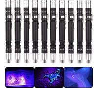 LIAISIMI Linterna UV, Linterna 2 en 1 de 395nm con Luz Violeta y Blanca, Mini Linterna Ultravioleta con Clip de Bolsillo para examen de orina de mascotas 2*AAA Pilas no Incluidas-10 Pack