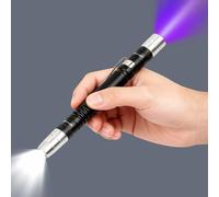 LIAISIMI Linterna UV, Linterna 2 en 1 de 395nm con Luz Violeta y Blanca, Mini Linterna Ultravioleta con Clip de Bolsillo para examen de orina de mascotas,control de billetes, 2*AAA Pilas no Incluidas