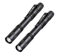 LIAISIMI mini antorcha con clip de la pluma antorcha portátil delgado con pilas super brillante linterna pequeña iluminación luces de trabajo (2, 13cm)