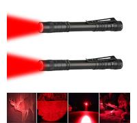 LIAISIMI Roja mini linterna LED roja con clip de pluma linterna impermeable linterna roja 13 cm para observación de estrellas, visión nocturna, pesca, exploración (2 Pack)