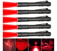 LIAISIMI Roja mini linterna LED roja con clip de pluma linterna impermeable linterna roja 13 cm para observación de estrellas, visión nocturna, pesca, exploración (5 Pack)