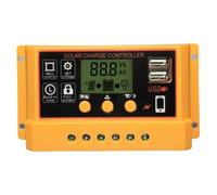 Liakyunf Controlador de carga del panel solar, controladores de carga para paneles solares | Controlador de visualización LED de 12V/24V 30A,Regulador del panel solar PWM Auto Parámetro para el uso