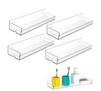 Liakyunf Estantes Transparentes para Baño | 4 Unidades De Repisas De Pared Invisibles con Paneles Laterales Removibles - Almacenamiento Discreto para Decoración del Hogar En Dormitorio, Baño Y Salón,