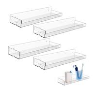 Liakyunf Estantes Transparentes para Pared | 4 Unidades De Repisas De Pared Invisibles con Paneles Laterales Removibles,Almacenamiento Discreto para Decoración del Hogar En Dormitorio, Baño Y Salón,