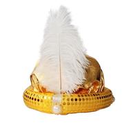 Liakyunf Sombrero del sultán de, Sombrero de disfraz de príncipe, Con plumas y perlas Gorgeous Sultan Turban Men Head Wrap Lentejuelas Diseño para hombres