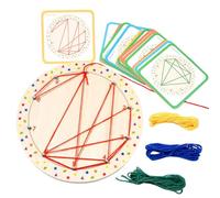 Liakyunf Tablero De Juego De Madera - Juguete con Patrones Matemáticos Gráficos | Tablero Matemático con 20 Tarjetas y 4 Bandas Elásticas | para Aula Colegio Juego Habilidades Motoras Finas y Viaje