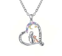 liameya Collar de madre e hija, colgante de plata con forma de corazón, regalo de cumpleaños de Navidad para madre e hija, cadena de día, wenige, Zirconia cúbica, No tienen