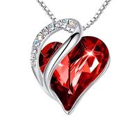 Lian Collar de plata de ley 925 con diseño de corazón infinito y piedra natal para mujer, collar con colgante de corazón de amor, piedra natal, joyería para el día de San Valentín, Plata esterlina