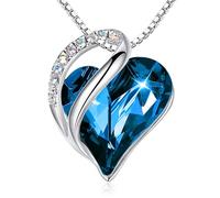 Lian Collar de plata de ley 925 con diseño de corazón infinito y piedra natal para mujer, collar con colgante de corazón de amor, piedra natal, joyería para el día de San Valentín, Plata esterlina