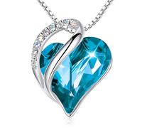 Lian Collar de plata de ley 925 con diseño de corazón infinito y piedra natal para mujer, collar con colgante de corazón de amor, piedra natal, joyería para el día de San Valentín, Plata esterlina