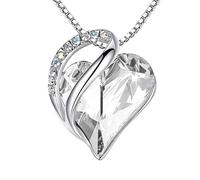 Lian Collar de plata de ley 925 con diseño de corazón infinito y piedra natal para mujer, collar con colgante de corazón de amor, piedra natal, joyería para el día de San Valentín, Plata esterlina