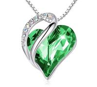 Lian Collar de plata de ley 925 con diseño de corazón infinito y piedra natal para mujer, collar con colgante de corazón de amor, piedra natal, joyería para el día de San Valentín, Plata esterlina