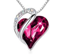 Lian Collar de plata de ley 925 con diseño de corazón infinito y piedra natal para mujer, collar con colgante de corazón de amor, piedra natal, joyería para el día de San Valentín, Plata esterlina