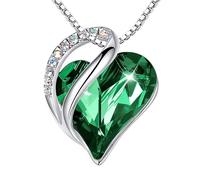 Lian Collar de plata de ley 925 con diseño de corazón infinito y piedra natal para mujer, collar con colgante de corazón de amor, piedra natal, joyería para el día de San Valentín, Plata esterlina