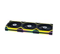 Lian Li UNI Fan SL - Ventilador inalámbrico ARGB de 120 mm - Paquete triple - Señal inalámbrica de 2.4 GHz para control RGB y ventilador - Efectos de iluminación personalizables - Controlador incluido