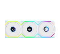 Lian Li UNI Fan SL - Ventilador inalámbrico LCD (ARGB, PWM, 3 unidades, incluye controlador, 120 mm), color blanco