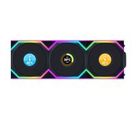 Lian Li UNI FAN SL - Ventilador inalámbrico LCD (ARGB, PWM, pack de 3, incluye controlador, 120 mm), color negro