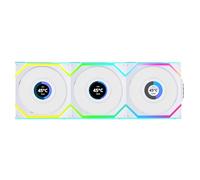 Lian Li UNI Fan SL - Ventilador inalámbrico LCD (ARGB, PWM, 3 unidades, incluye controlador, 120 mm), color blanco