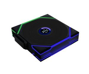 Lian Li UNI Fan TL LCD inalámbrico 120 unidades (hoja inversa) - 2.4 GHz señal inalámbrica ARGB Fan-Infinity Mirror-Daisy-Chain-Syncing Lighting-Controller NO incluido y necesario - Negro