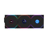 Lian Li UNI Fan TL LCD Wireless 120-Triple Pack-2.4 GHz Wireless Signal ARGB Fan-Infinity Mirror-Daisy-Chain Design-Customizable Lighting Effects-Controller included & Required - Negro (12TLLCD1W3B)