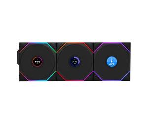 Lian Li UNI FAN TL120 Wireless LCD REVERSE RGB Pack Triple Ventilador Suplementario 120mm Negro