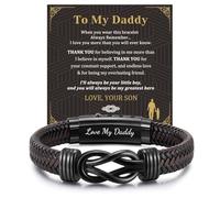 Lian Pulsera de cuero trenzado marrón grabada personalizable, regalo para papá, marido, novio, hijo, hermano, sobrino, nieto, perfecto para el día del padre, cumpleaños, día de San Valentín, Navidad