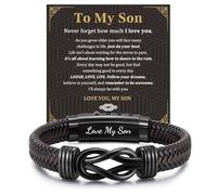 Lian Pulsera de cuero trenzado marrón grabada personalizable, regalo para papá, marido, novio, hijo, hermano, sobrino, nieto, perfecto para el día del padre, cumpleaños, día de San Valentín, Navidad