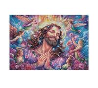Liana de Flores de Jesús fe Religiosa Espiritual Puzzles 300 Piezas Construir DIY 3D Sin Pegamento Rompecabezas para Adultos Maquetas Educativas Aliviar Estrés Estera Portátil 300 PCS