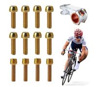 LIANCHEN 12 PCS Pernos de Vástago de Bicicleta Tornillos de Vástago de Bicicleta Pernos de Vástago de MTB con Arandelas M5 x 20 mm M6 x 20 mm Para fijar portabidones y manetas de cambio (Oro)