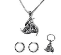 LIANCHEN Cadena vikinga punk con 1 cinturón de cadena con 2 mosquetones redondos, joyas vikingas, collar vikingo para hombre, cadena vikinga, círculo de runas con cadena para hombres y mujeres, s