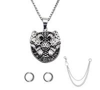 LIANCHEN Cadena vikinga punk con 1 cinturón de cadena con 2 mosquetones redondos, joyas vikingas, collar vikingo para hombre, cadena vikinga, círculo de runas con cadena para hombres y mujeres, s