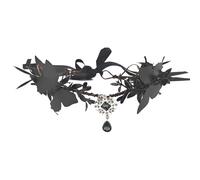 LIANCHEN Diadema de Flores de Hadas Negras Diadema de Cornamenta Crowns Diadema de Elfo del Bosque Corona de Flores de Hadas Diadema Forest para Mujeres, Día de Brujas, Fiesta de Cosplay