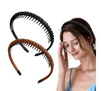 LIANCHEN Diadema para mujer para rizar dientes de tiburón, peine para el pelo, diadema antideslizante, para maquillaje, ayuda para el peinado, tocado para mujer, 2 unidades (negro y marrón)