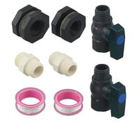 LIANFOND Válvula de contenedor de agua de lluvia de PVC de 4 pulgadas con adaptador de manguera de conexión de tornillo de mamparo, control de flujo ajustable, color gris