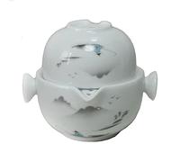 Liang baobao Conveniente taza de té de porcelana taza de té blanco esmaltado juego de té de viaje (paisaje)
