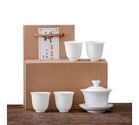 Liang baobao Gaiwan - Juego de 4 tazas de té chino de porcelana blanca (blanco)