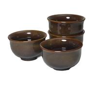 Liang baobao Juego de 4 mini tazas de té de porcelana de cerámica colorida con esmalte de horno de 2.5 onzas (marrón)