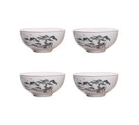 Liang baobao Juego de 4 tazas de degustación de té chino, mini tazas de porcelana blanca de 2 onzas para ceremonia de té Gongfu (paisaje)