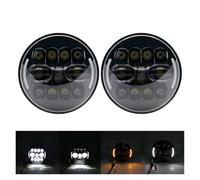LIANGBAOS Faro Principal Para Jeep Para Wrangler JK LJ TJ CJ Faros LED 7 Pulgadas Con Haz Alto/bajo Y Luz Diurna 40W 60W Anillo Halo Ámbar Tipo Ojo De Ángel Faros Delanteros Coche(A black 55w)