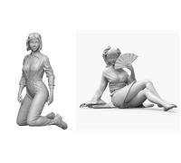 liangcaihua 1/24 Kit de Modelo de Resina de guerrera Antigua Kit de Modelo de Resina de Soldado sin Pintar y sin Montar (2 Personas) //I4C7o91