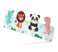 Liangding Perchero Infantil Pared, Colgador de Madera con 4 Ganchos, Percheros con Forma de Animal Dinos para Chaqueta, Mochila, Ganchos de Madera, Regalo Decorativo para Niños 39 x 15 x 5cm