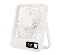 LIANGGM Ventilador pequeño ajustable de 5 velocidades, silencioso, de 180°, con inclinación de 180°, recargable por USB, funciona con pilas, portátil, personal de viaje (C)