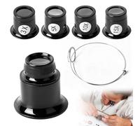 LiangSanXin 5 Lupa Relojero Joyero Profesional con Herramienta | Gafas lupa con aumentos 3x 5x 10x 15x 20x, lupa ocular portátil para reparar relojes y joyas