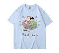 LIANGSHAN Camiseta unisex de dibujos animados de actores de la serie de televisión, camisetas de Nick and Charlie, camisetas de manga corta, para hombre y mujer, sudadera de anime para verano,