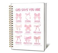 LIANGW Coquette - Cuaderno cristiano con lazo rosa, cuaderno de diario de Dios dice que eres la Biblia, cuaderno de diario preparado, regalos preparados para mujeres, cuaderno de tapa dura en espiral