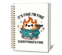 LIANGW Diario de fuego de contenedor de basura, divertido cuaderno de fuego con texto en inglés "It's FINE I'M FINE Dumpster Fire", regalos divertidos de oficina para compañeros de trabajo