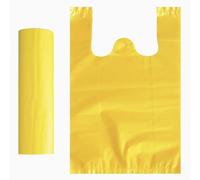 Lianpak 100 bolsas de transporte transparentes amarillas extra fuertes y resistentes, bolsas de transporte transparentes con asas, 12 x 18 x 24 pulgadas, bolsas de compras transparentes reutilizables