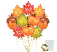 LIANRISES 10 Piezas Globos Acción De Gracias, Globo De Calabaza Decoración, Hojas De Arce, Pinos, Otoño Para Fiestas De Cumpleaños, Navidad, Halloween, Y 10 Metros De Cinta